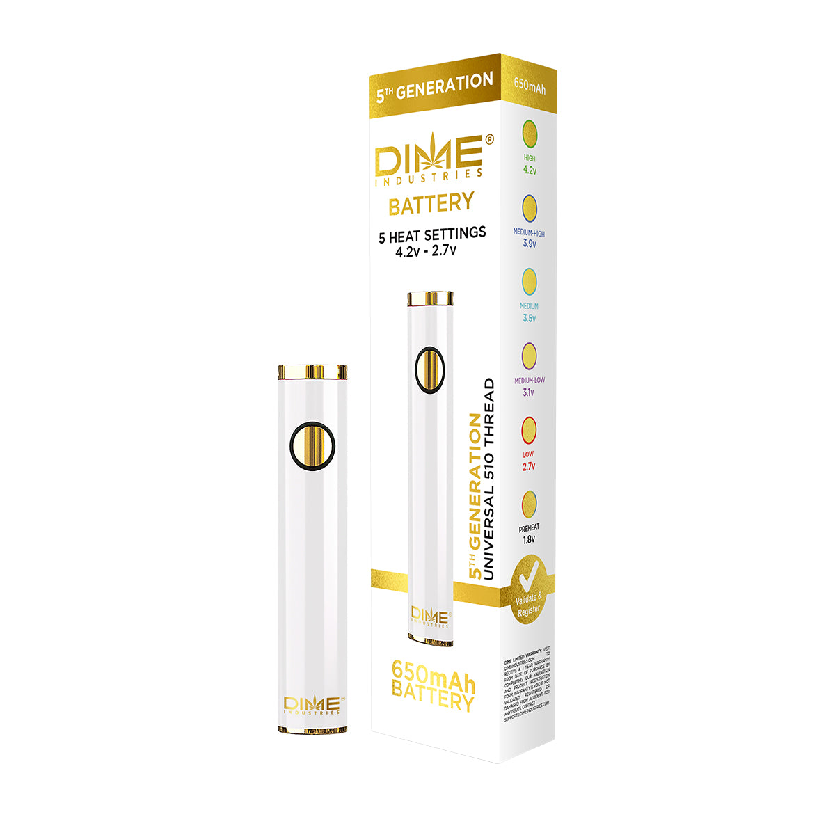 Dime Industries 5th Gen. Battery - Classic White